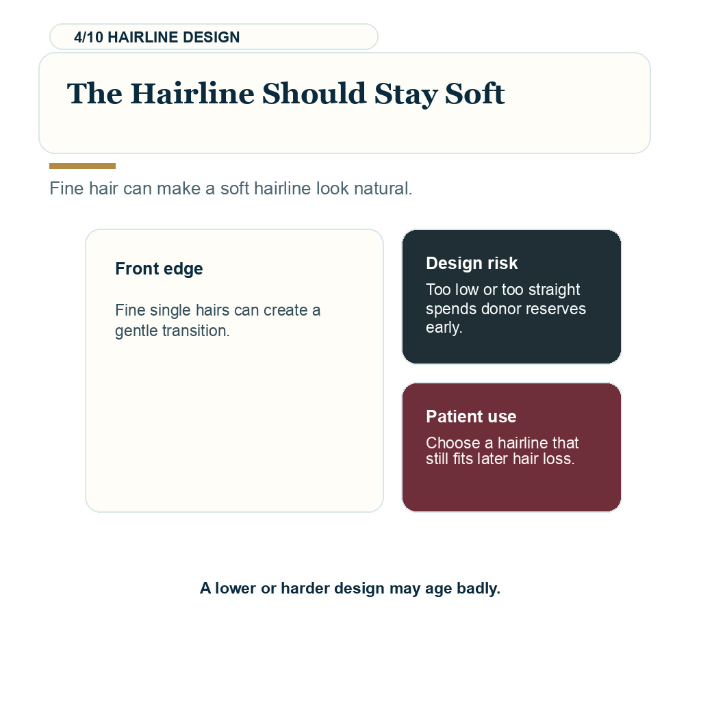 Fine hair hair transplant, the hairline should stay soft.