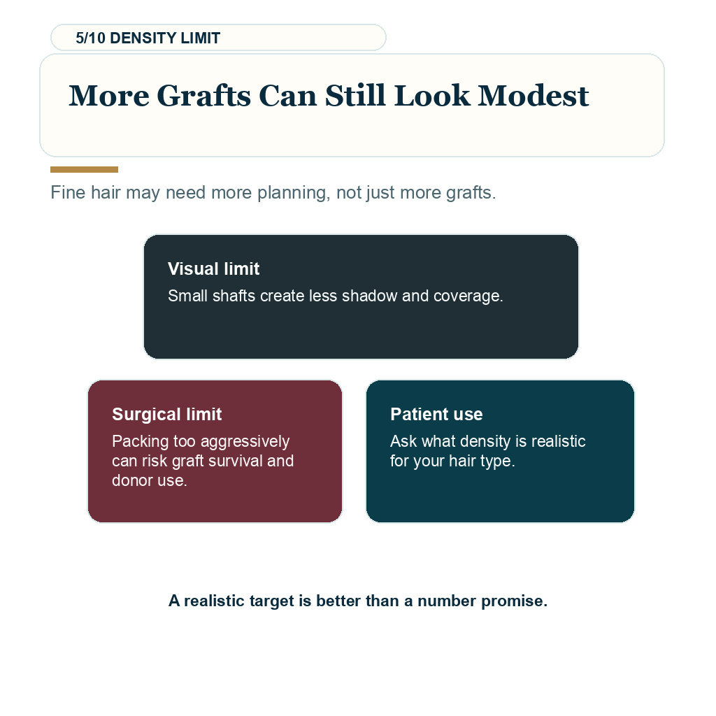 Fine hair hair transplant, more grafts can still look modest.
