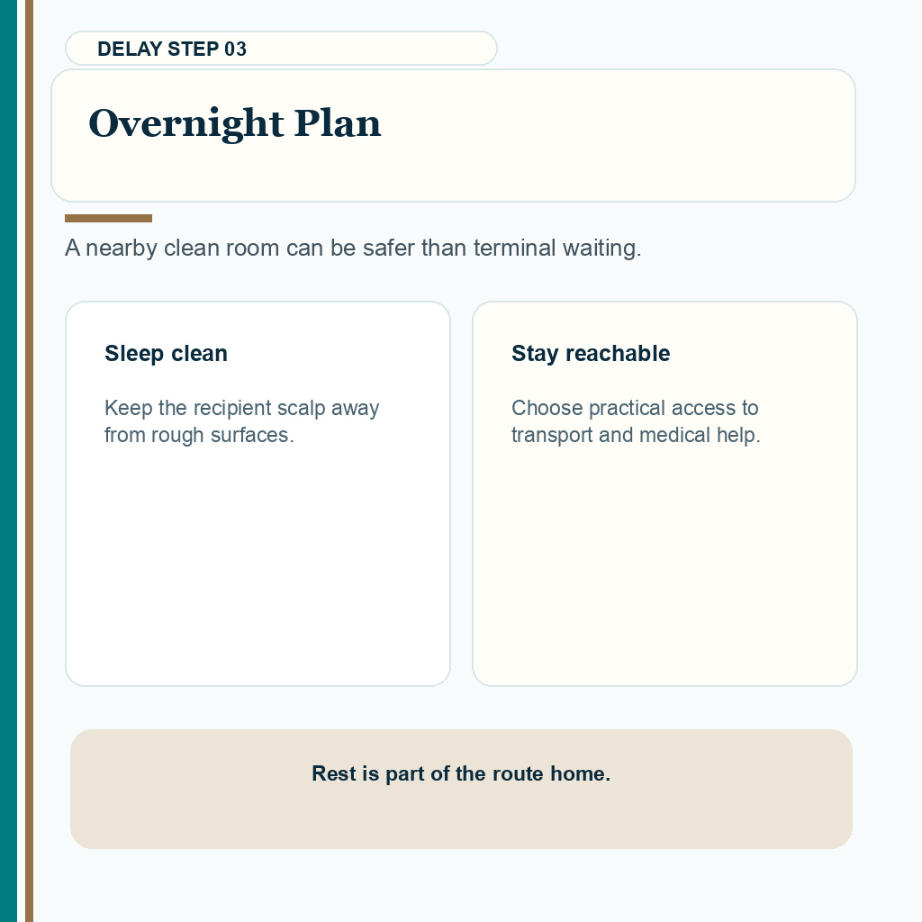 Overnight hotel plan after a changed flight home following FUE