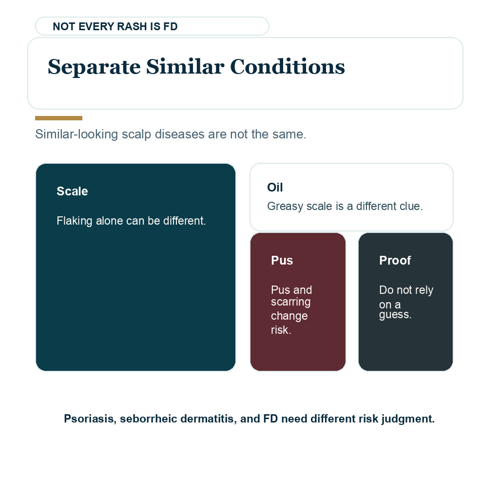 Similar scalp conditions need separation before hair transplant decisions