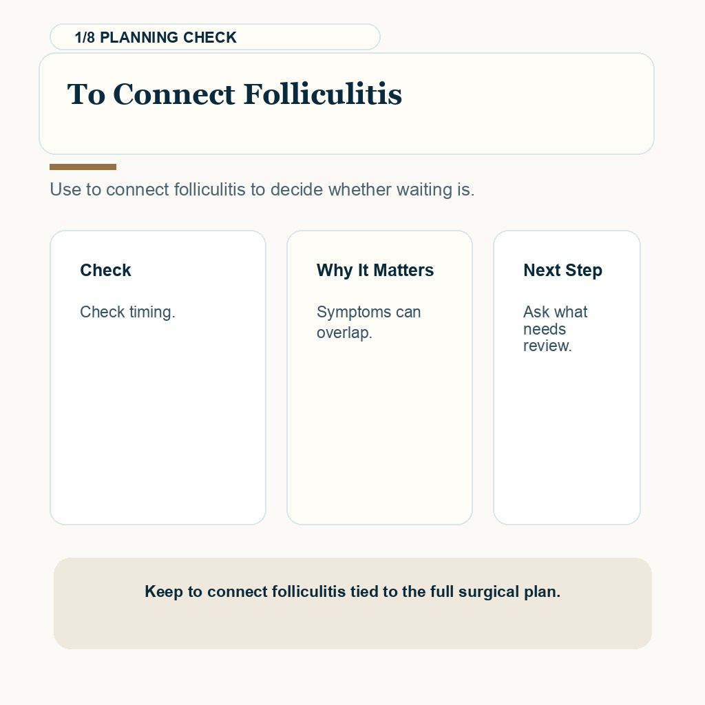 Folliculitis Control and Hair Transplant Timing support slide 1 about to connect folliculitis