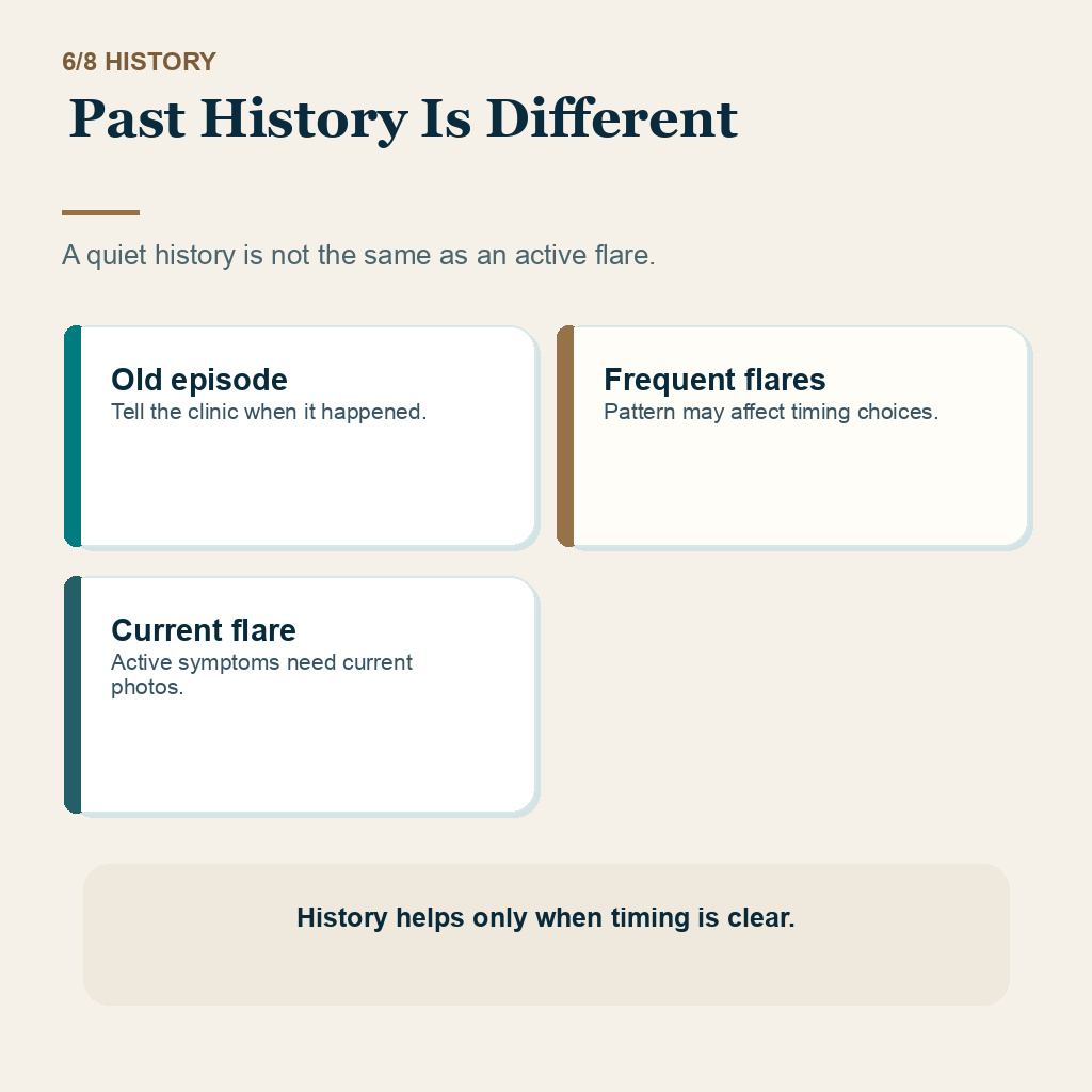 Folliculitis carousel slide 6 about past history versus active flare