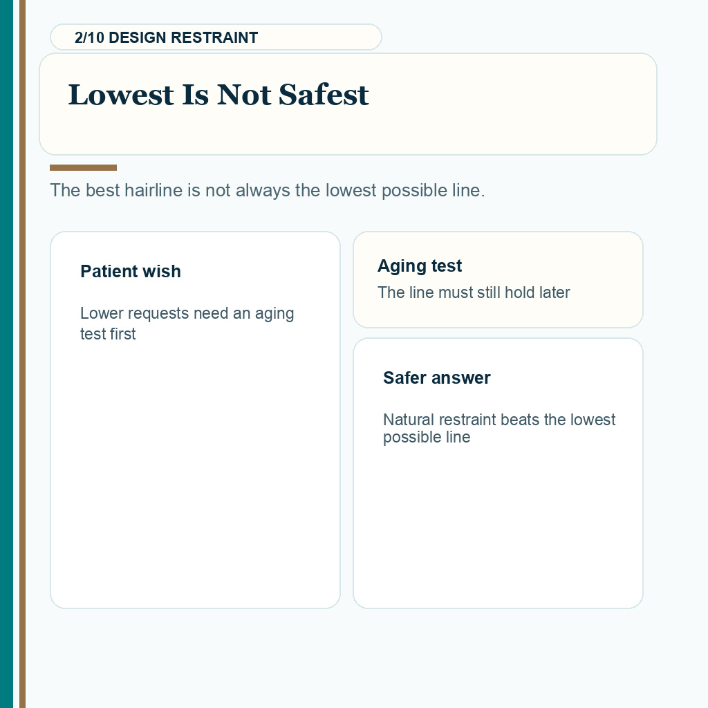 Hairline lowering stop point carousel slide 2 of 10 about lowest is not safest.