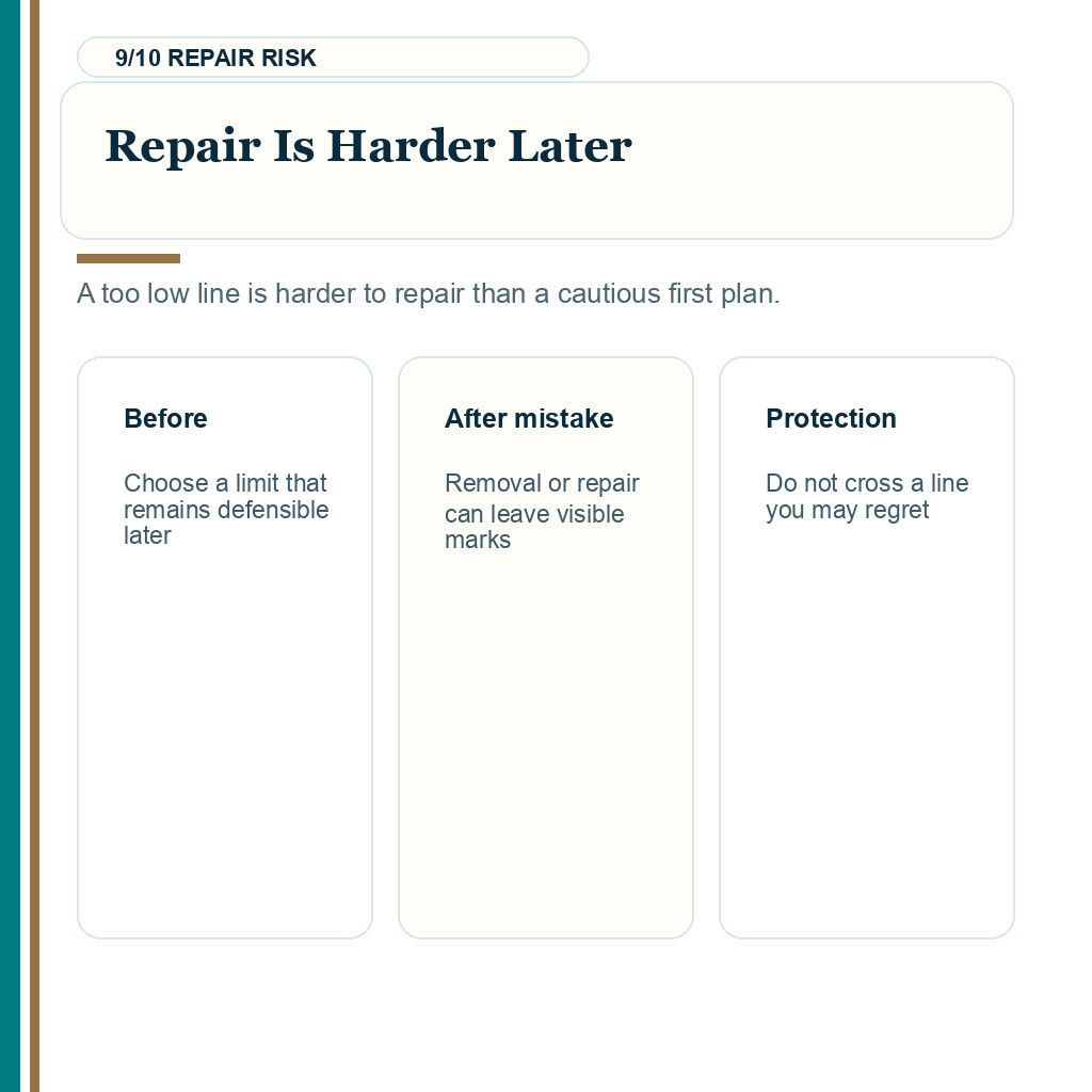 Hairline lowering stop point carousel slide 9 of 10 about repair is harder later.