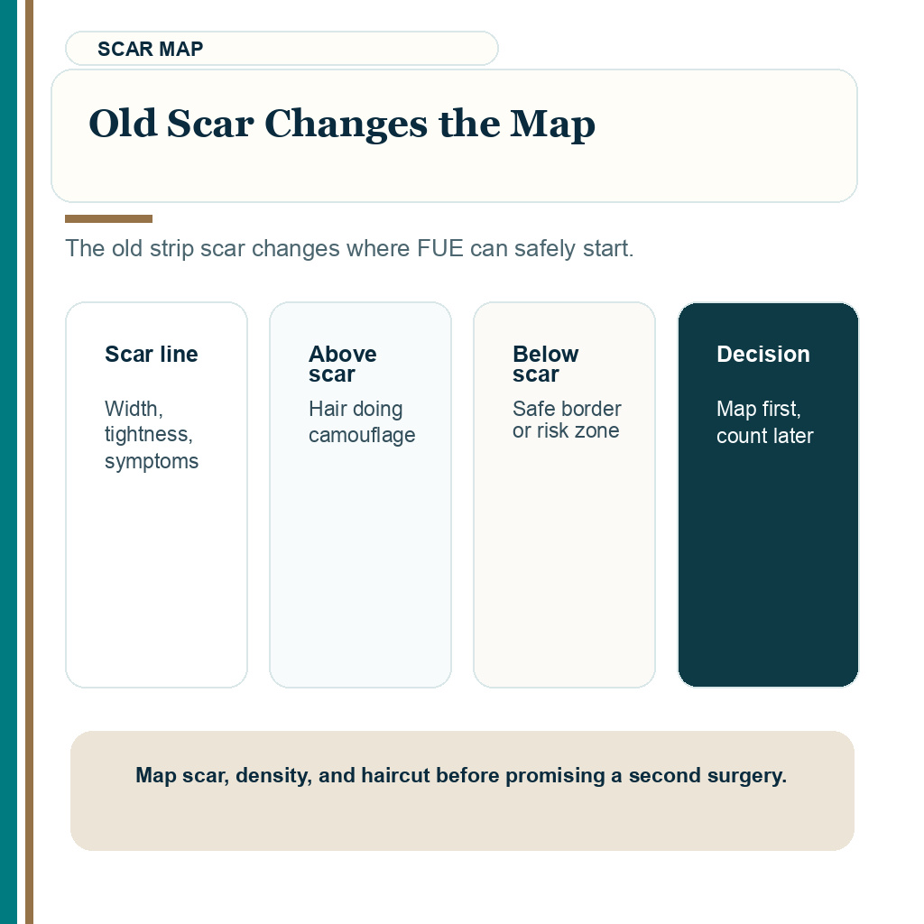 Old scar changes the map in FUE after FUT planning.