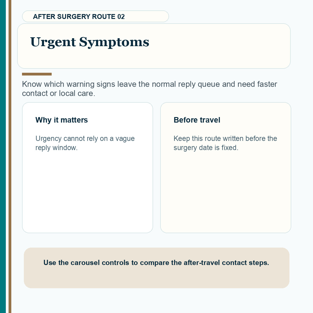 Urgent symptom contact route after FUE should be clear