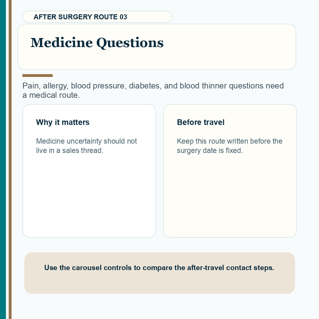 Medication questions after FUE need a medical contact route