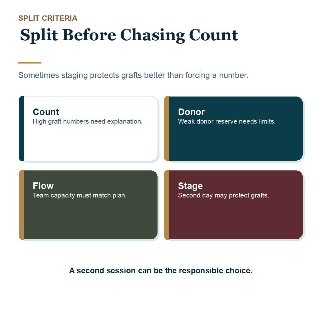 Splitting a high graft count can protect graft handling and donor planning