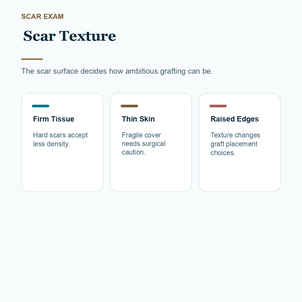 FUE Grafts for FUT Scar Repair carousel slide 1: Scar Texture