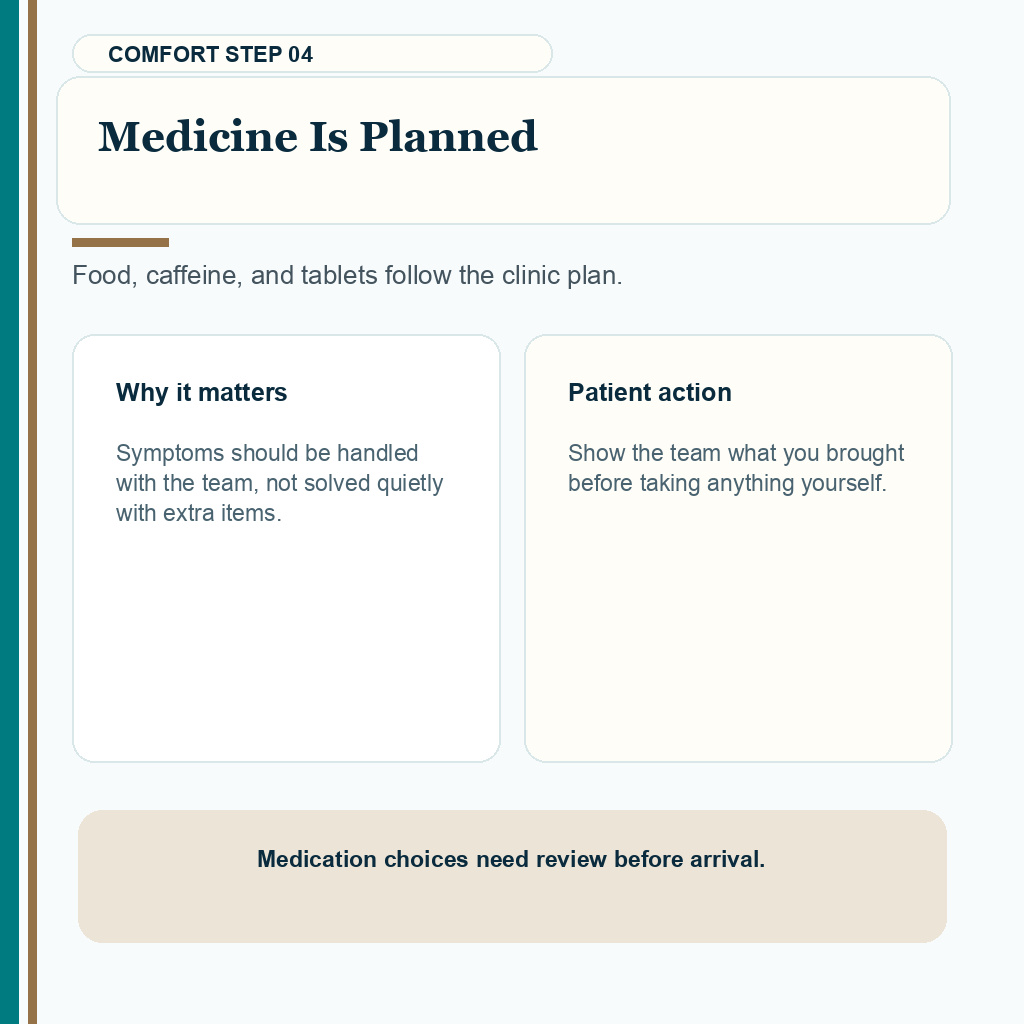 Medicine food and caffeine follow the clinic plan