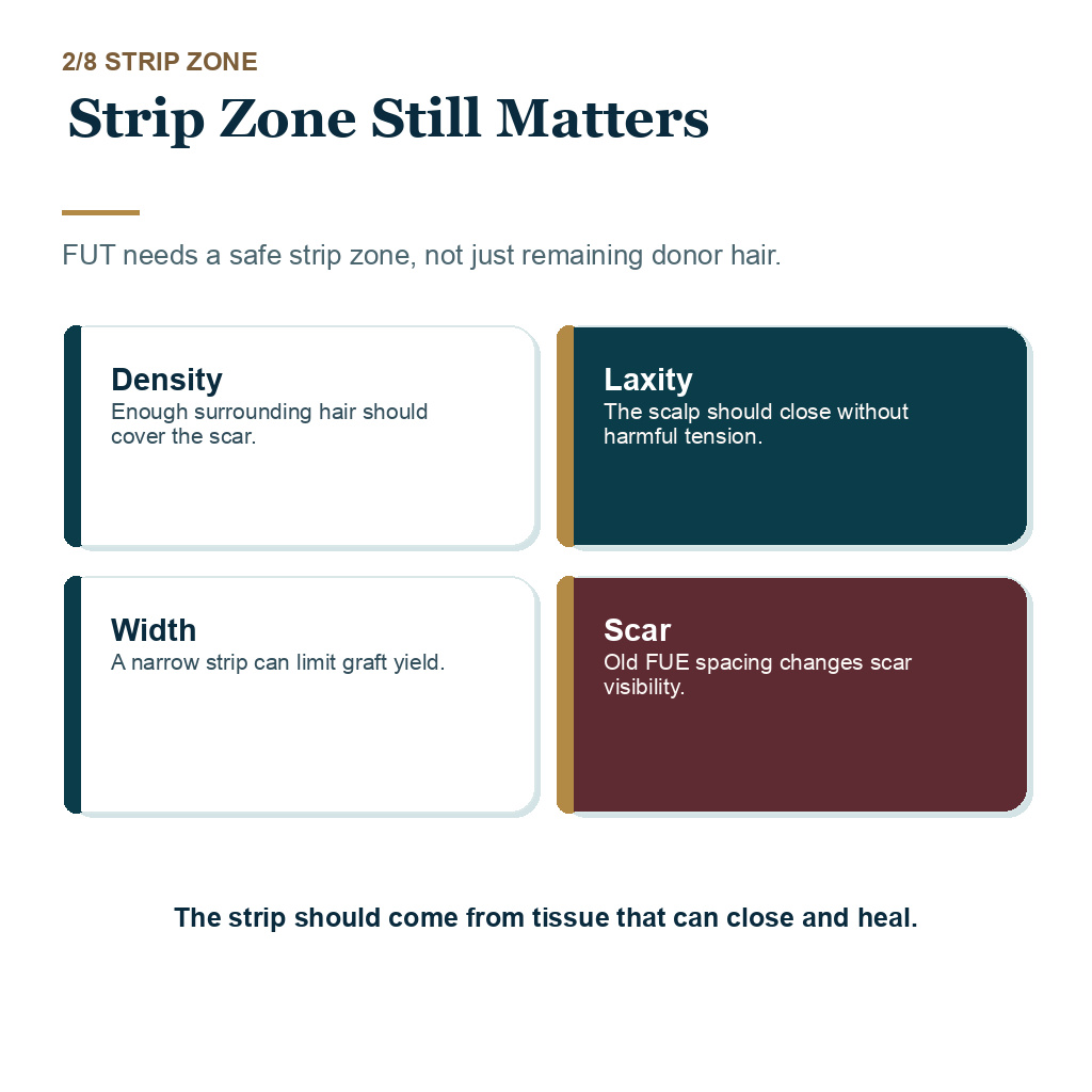 FUT after FUE explaining strip zone still matters.