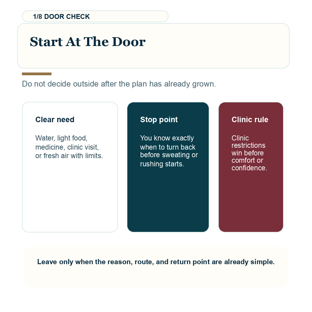 Doorway readiness check before leaving after a hair transplant