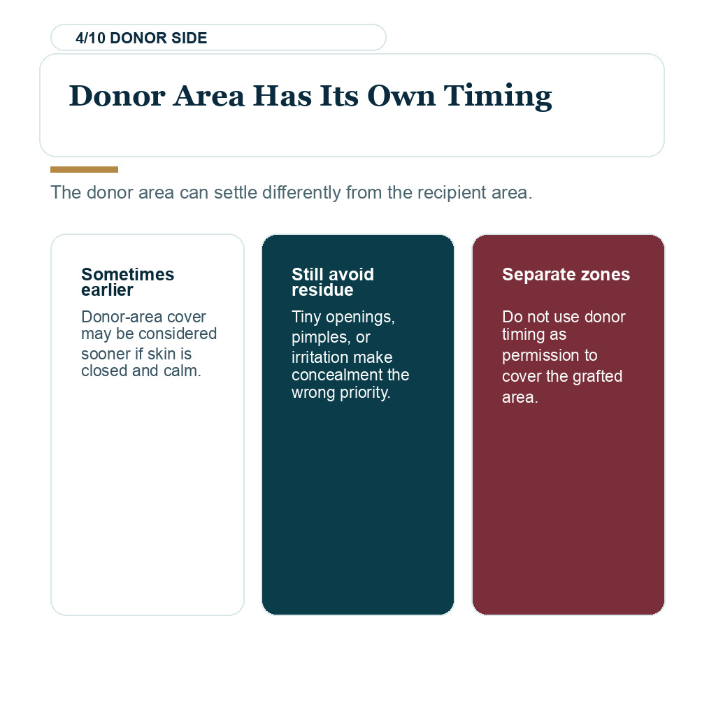 Hair fibers after hair transplant timing slide 4 about donor area has its own timing.