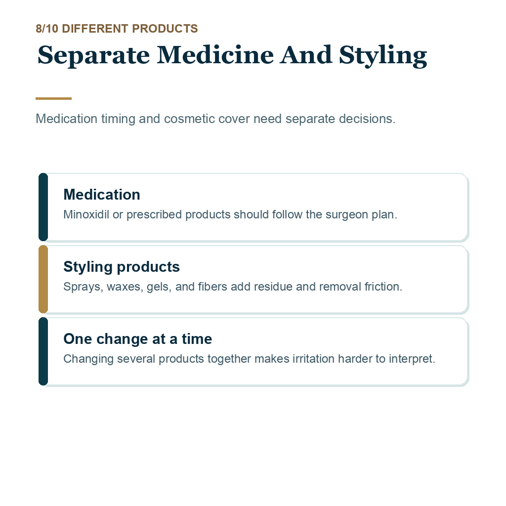 Hair fibers after hair transplant timing slide 8 about separate medicine and styling.