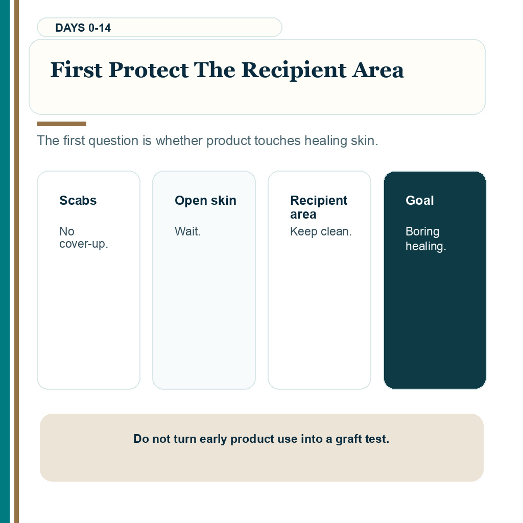 Hair gel wax hairspray after hair transplant slide explaining first protect recipient area