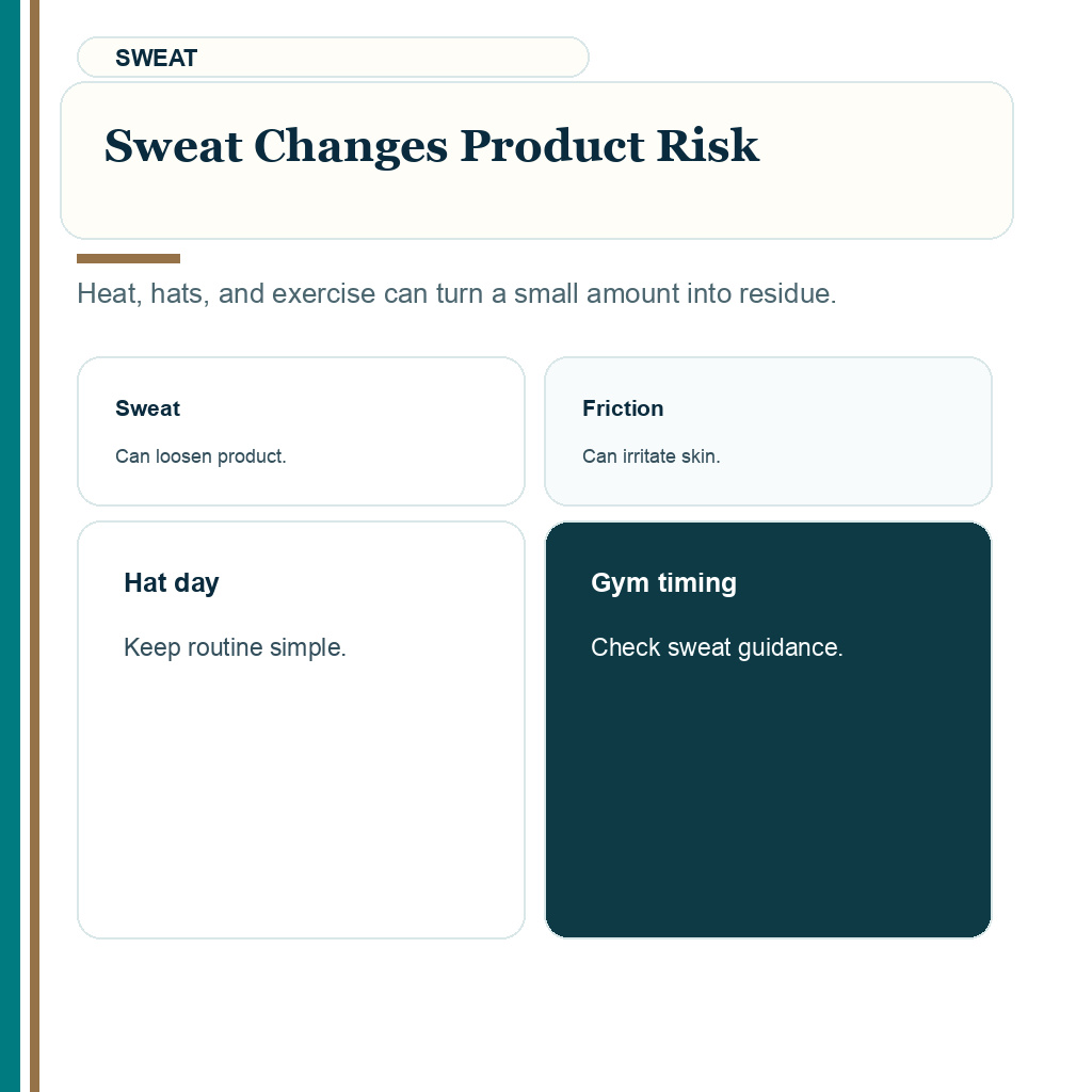Hair gel wax hairspray after hair transplant slide explaining sweat changes product risk