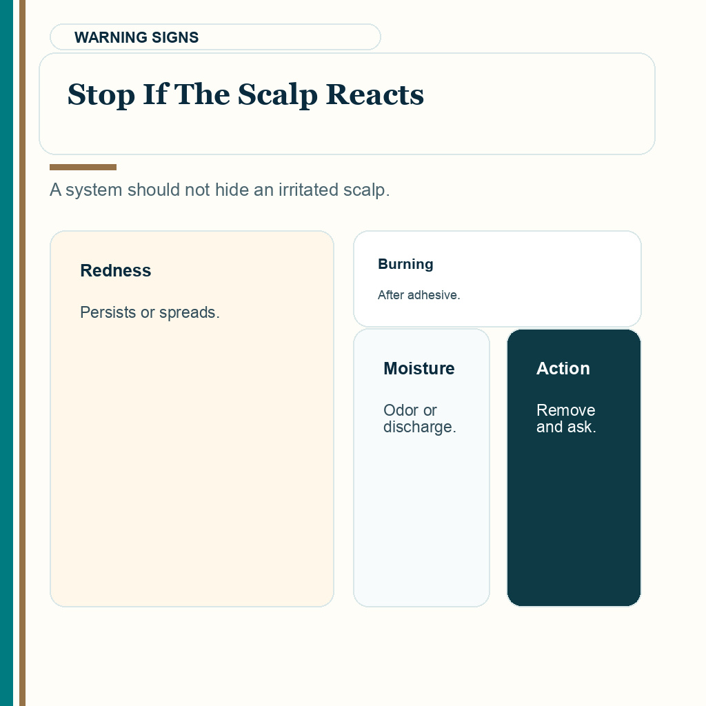 Hair system after hair transplant slide explaining stop signals