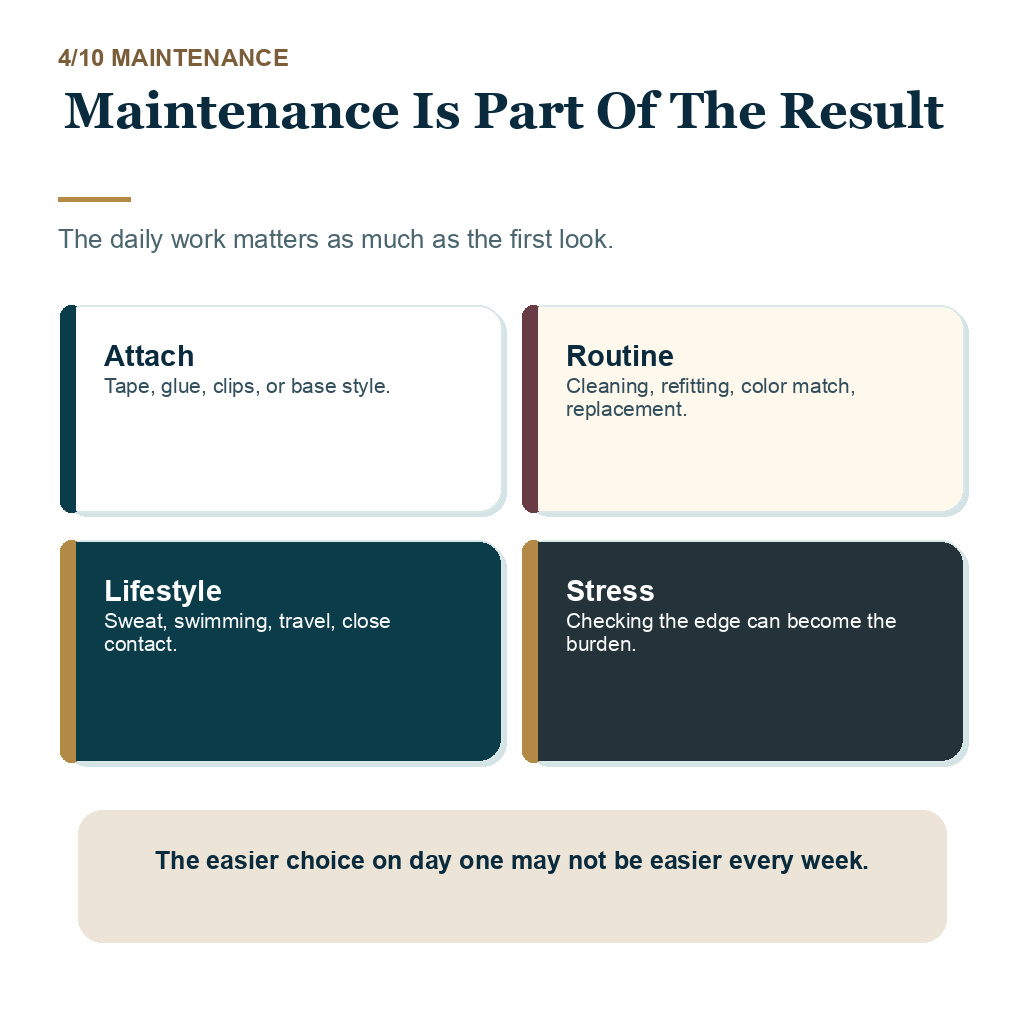Hair system or hair transplant slide 4 explaining maintenance is part of the result.