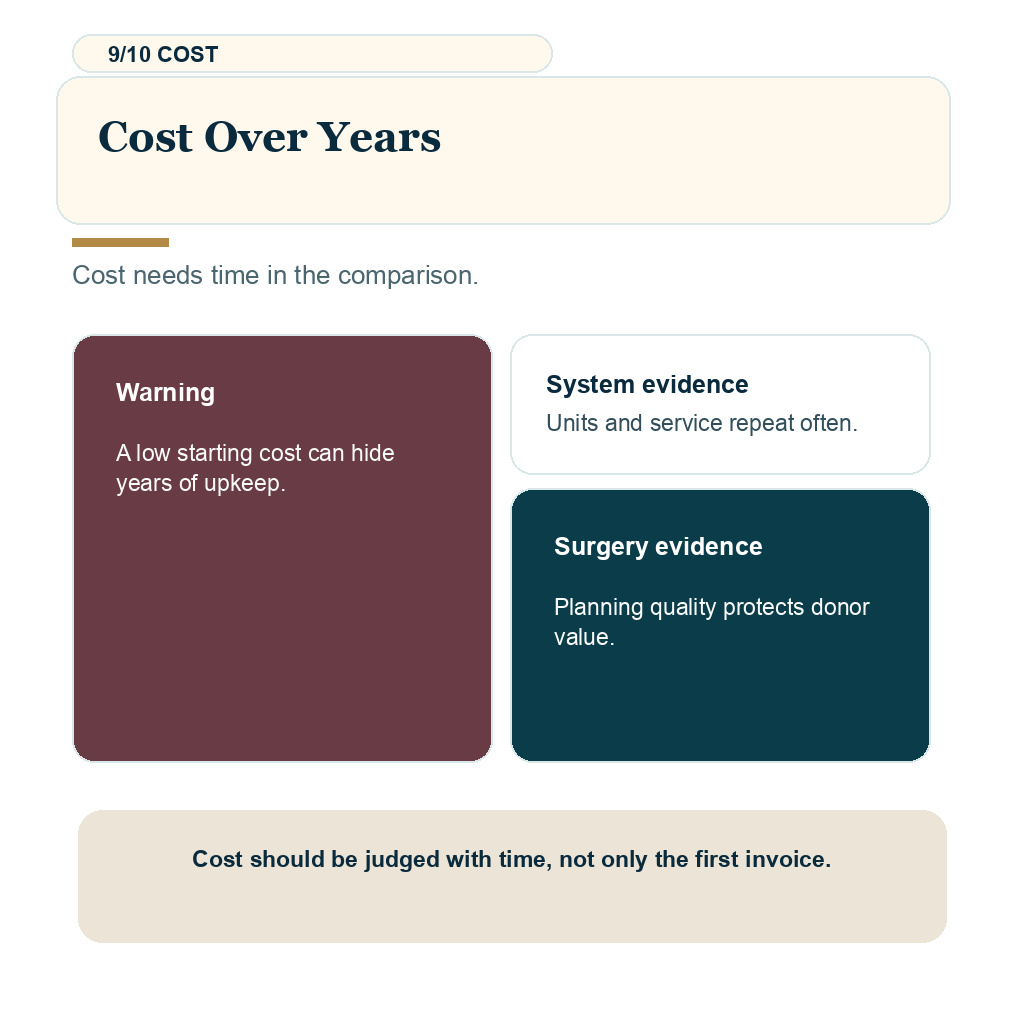 Hair system or hair transplant slide 9 explaining cost over years.