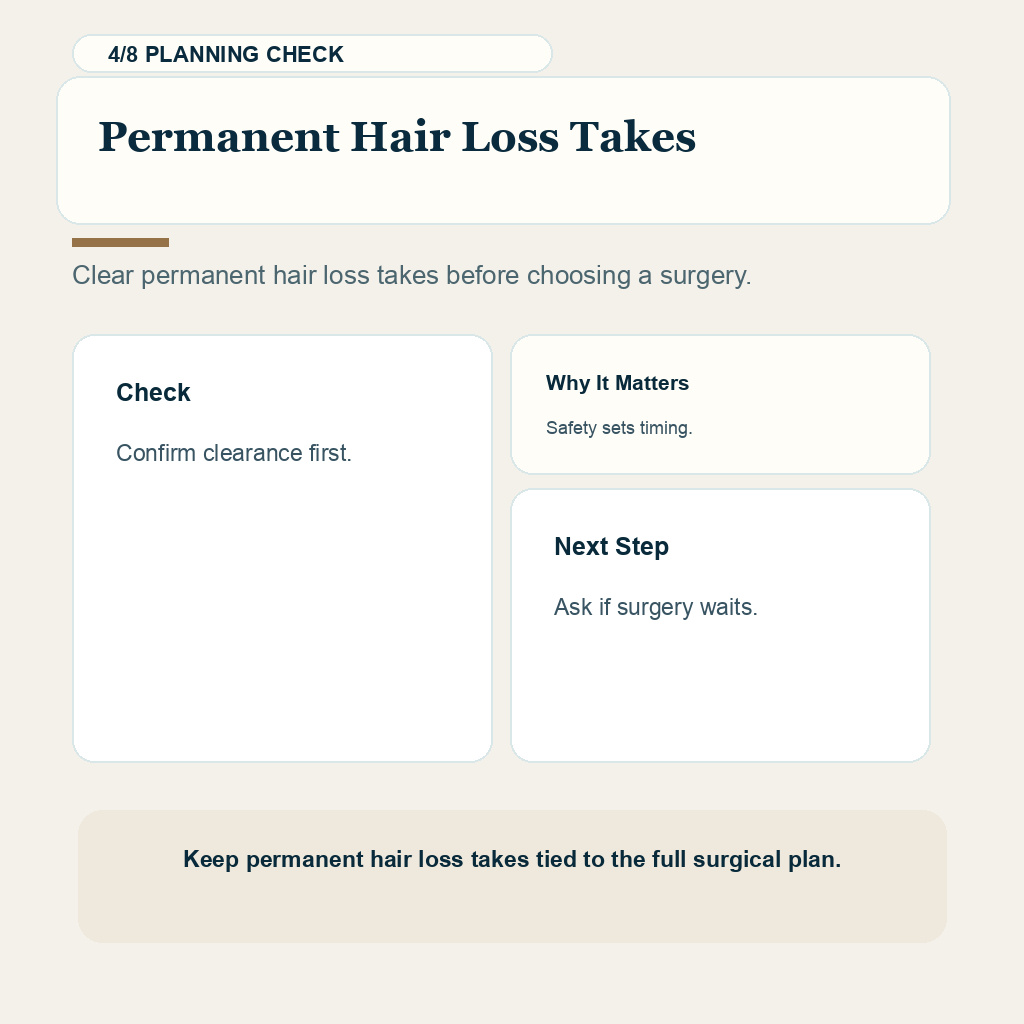 Chemotherapy Recovery and Hair Transplant Planning support slide 4 about permanent hair loss takes