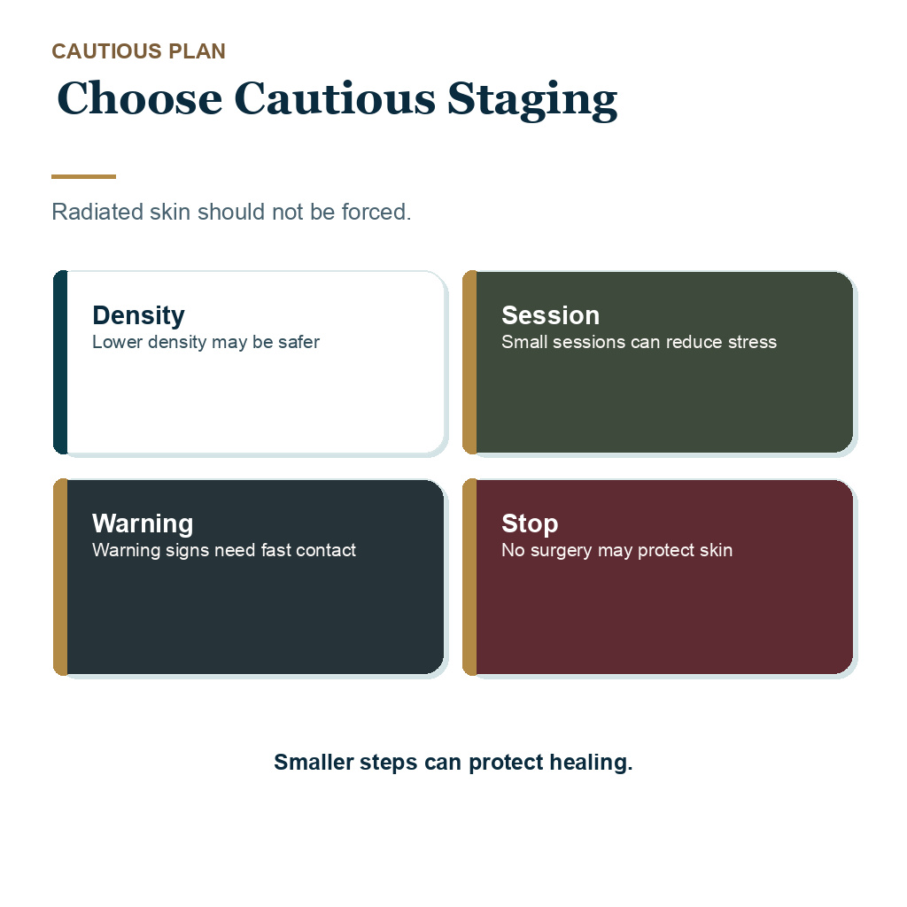 Cautious staged planning can protect healing in previously radiated scalp