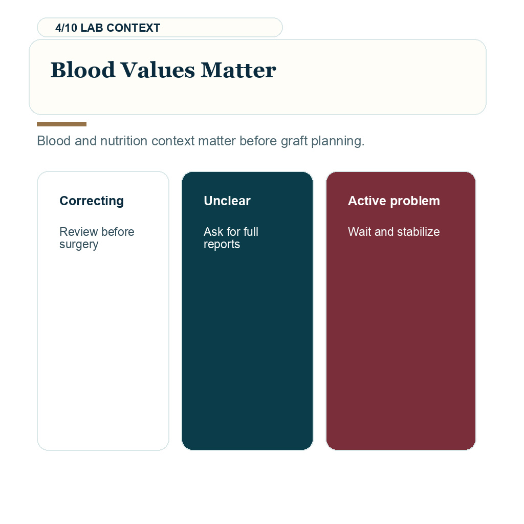 Weight loss surgery timing, blood values matter.
