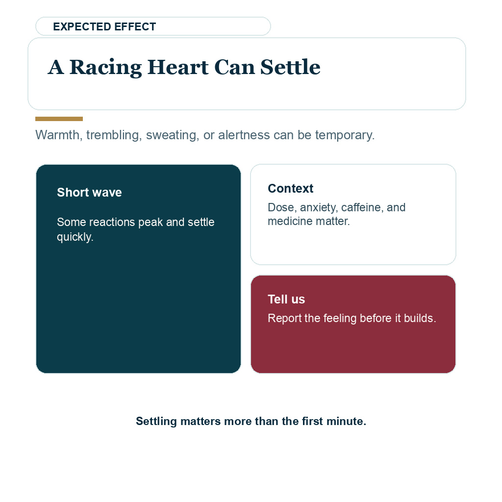 Anesthesia and adrenaline safety visual explaining when a racing heart can settle after injection