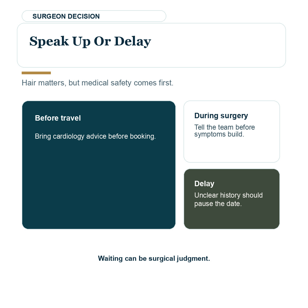 Anesthesia and adrenaline safety visual explaining when to speak up or delay for safety