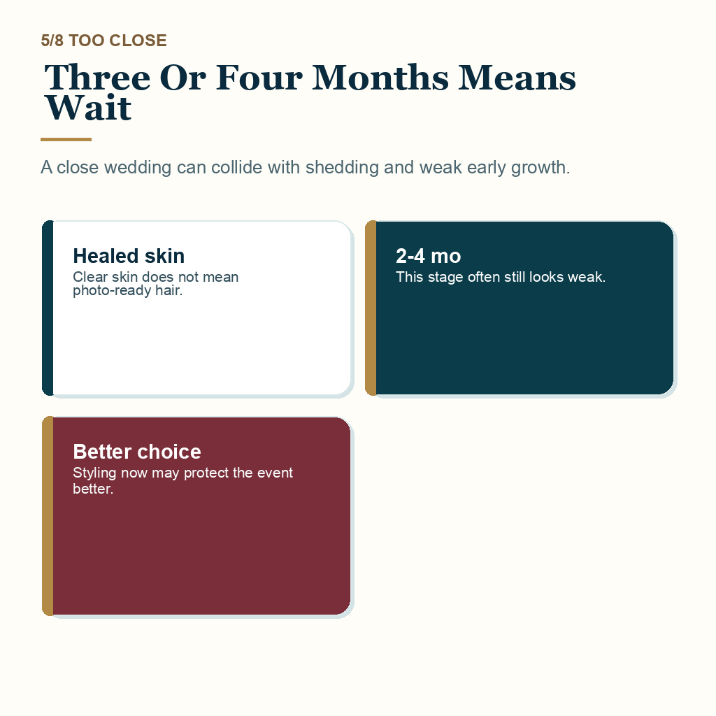 FUE timing before a wedding, three or four months means wait.