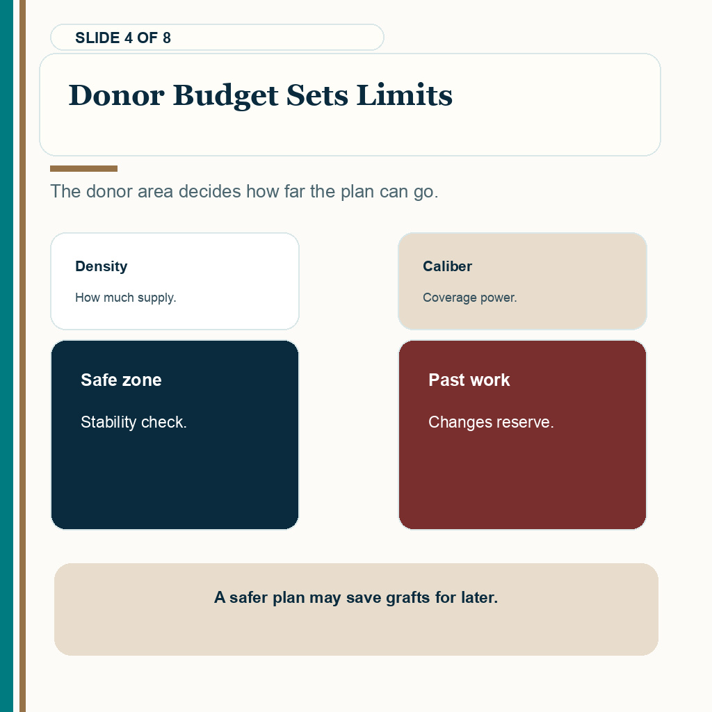 Donor budget sets limits when reading hair transplant case pages.