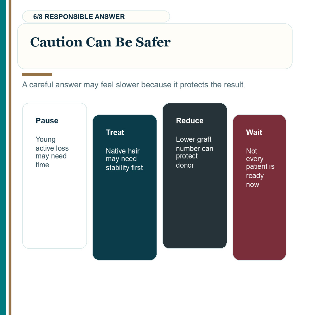 Hair transplant coordinator surgical plan, caution can be safer.