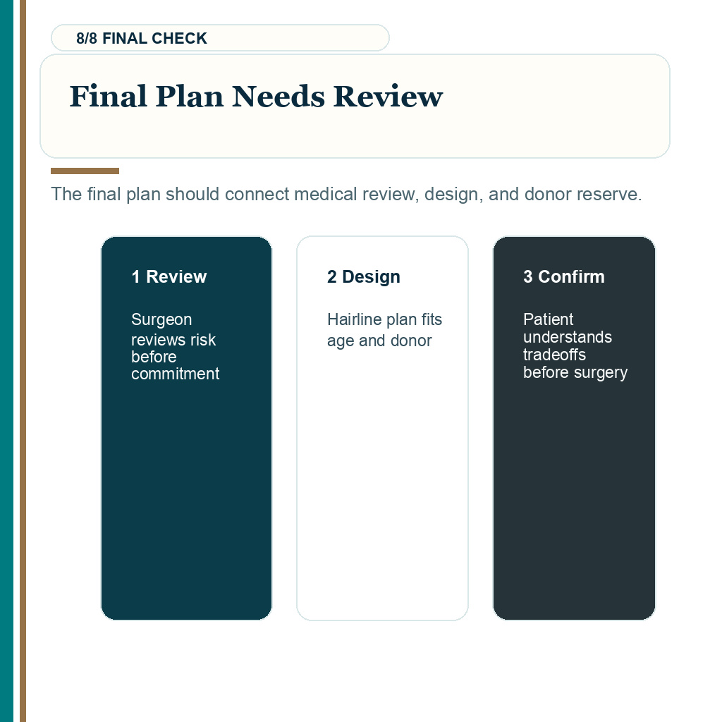 Hair transplant coordinator surgical plan, final plan needs review.