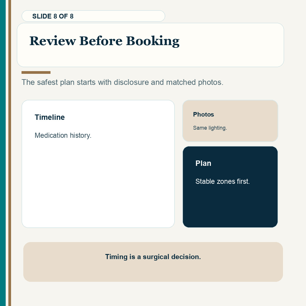 Review before booking when planning hair transplant timing during a minoxidil shed.