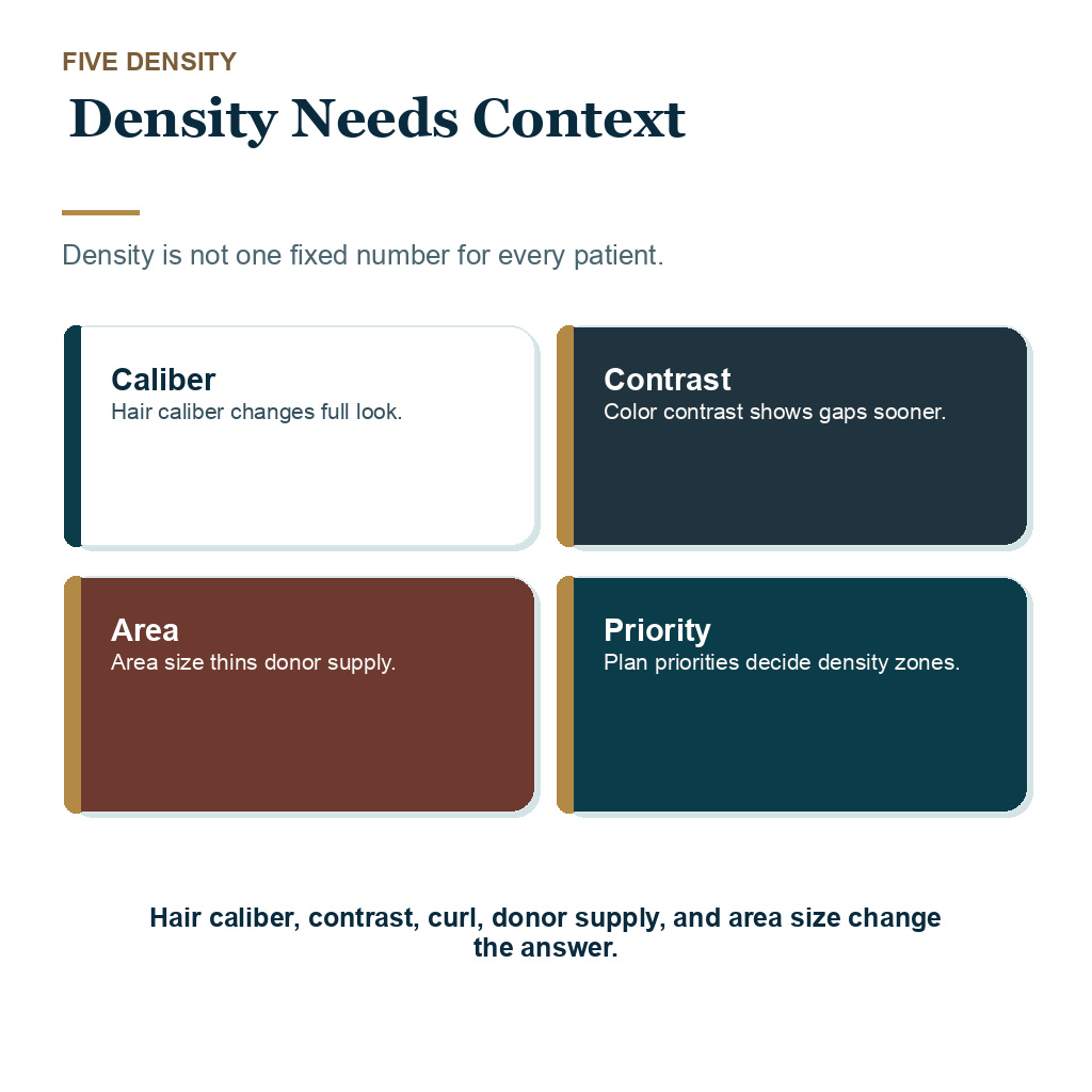 Hair transplant glossary explaining density needs context.