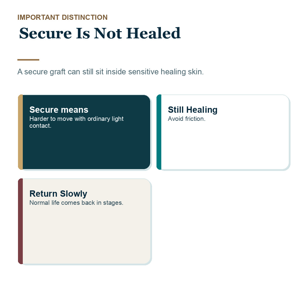 When hair transplant grafts are secure slide 3 explaining secure is not healed