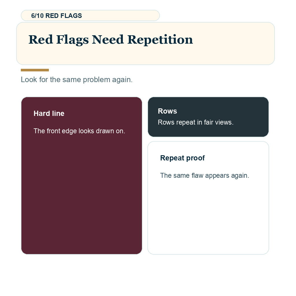 Harsh light wet hair result slide 6 explaining red flags need repetition.