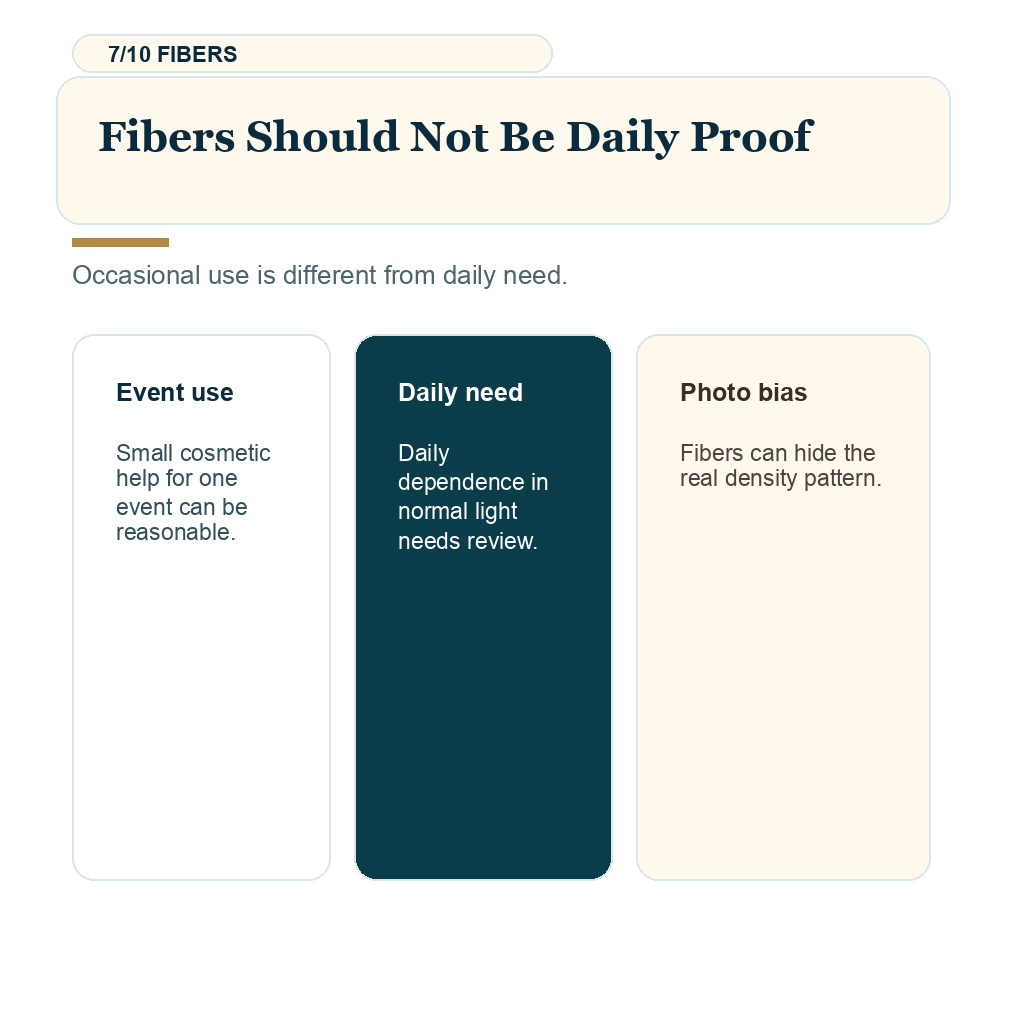 Harsh light wet hair result slide 7 explaining fibers should not be daily proof.