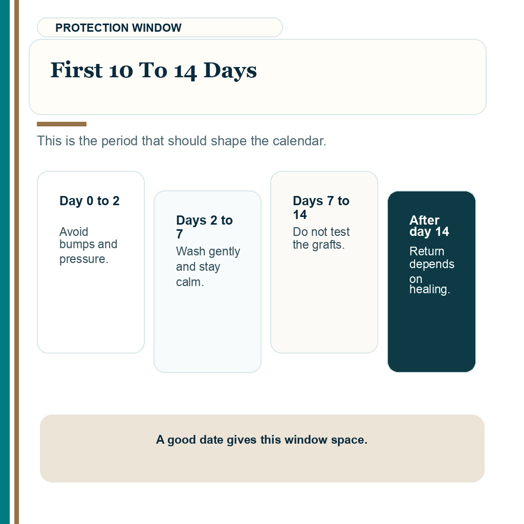 Hair transplant in summer or winter slide explaining first 10 to 14 days
