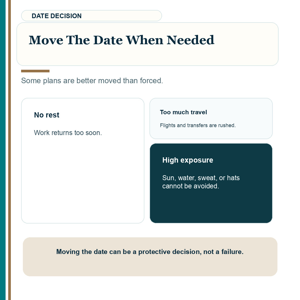 Hair transplant in summer or winter slide explaining move the date when needed