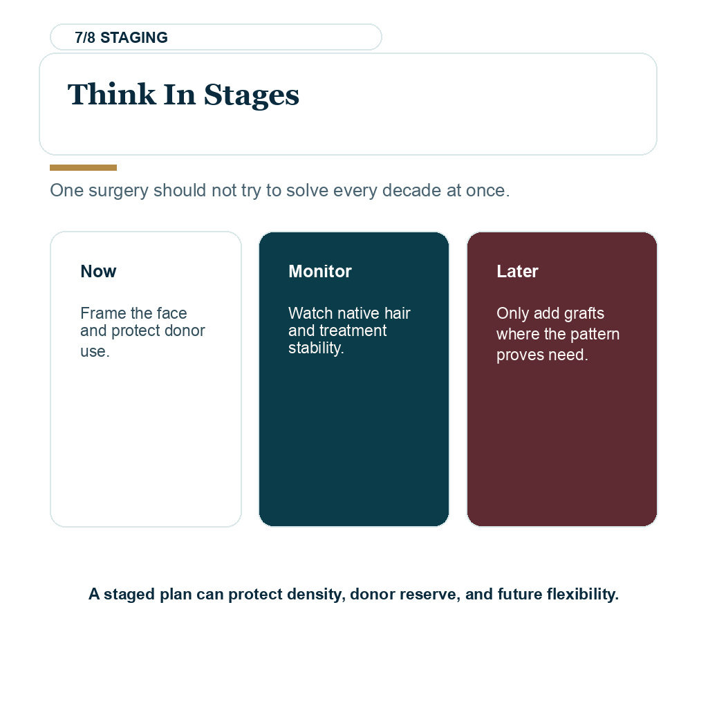 Staged hair transplant planning can protect density donor reserve and future flexibility