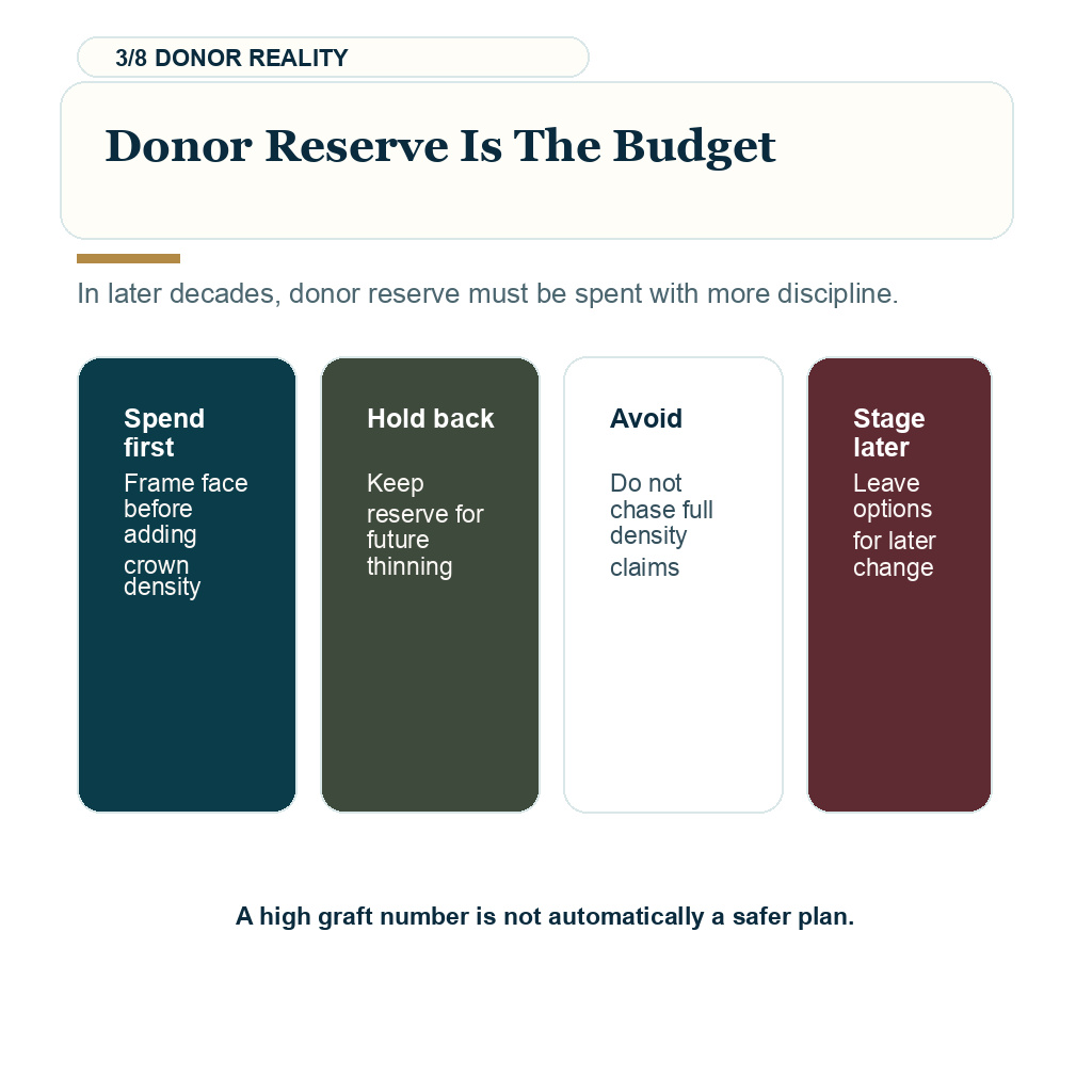 Donor reserve planning for hair transplant in your 40s or 50s