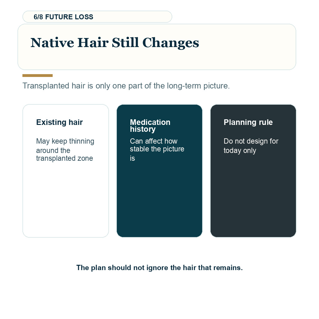 Native hair changes considered in mature hair transplant planning