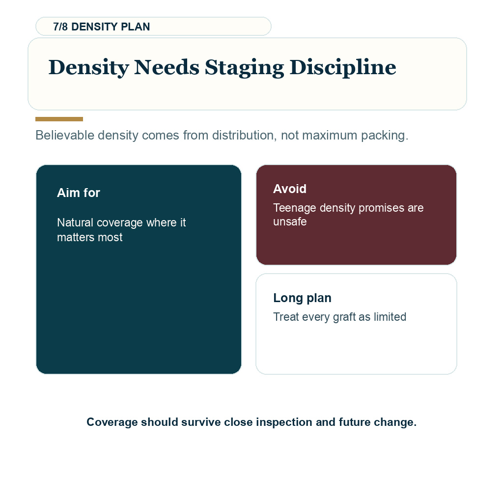 Density and staging discipline for hair transplant in your 40s or 50s