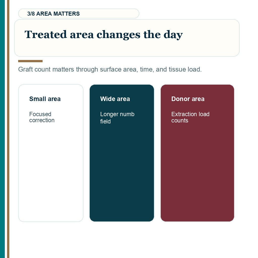 Pain and graft count carousel slide 3 of 8 about treated surface area changing comfort.