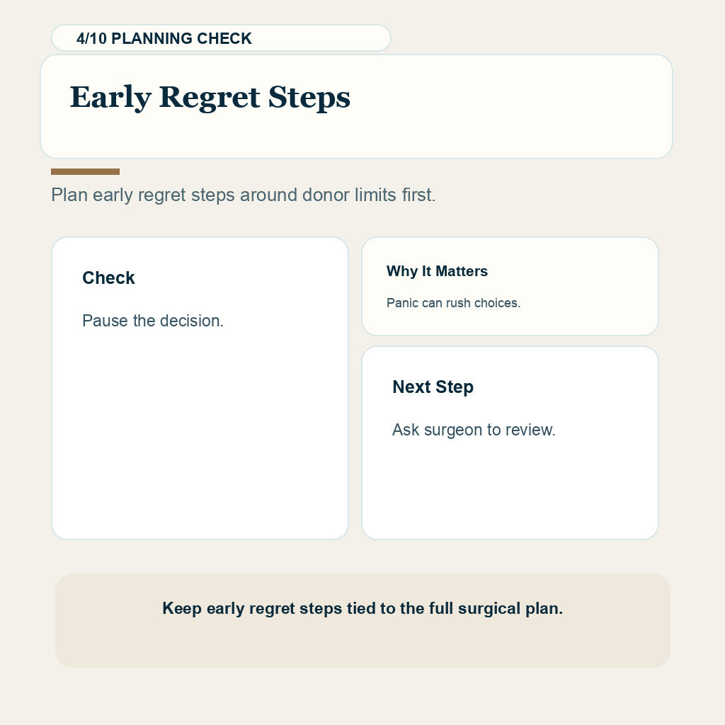 Hair Transplant Regret Needs Calm Review support slide 4 about early regret steps