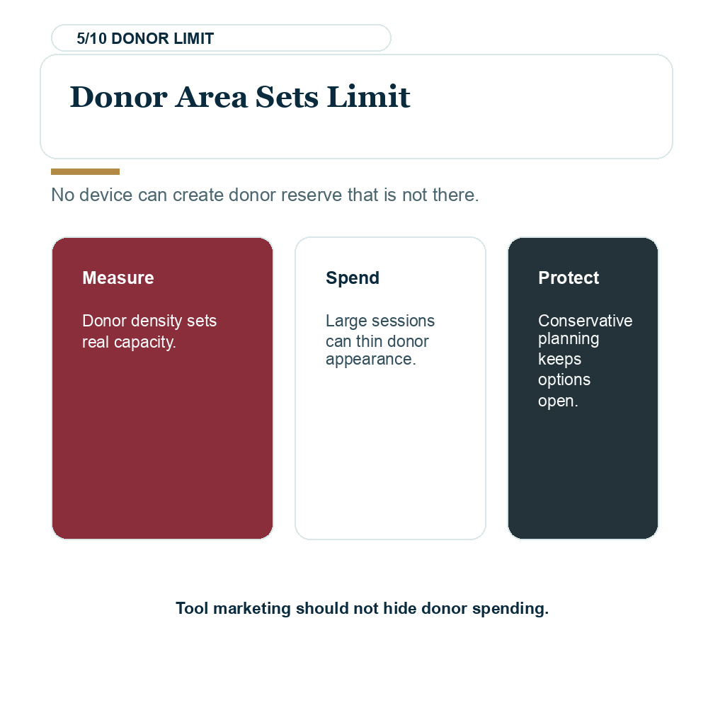 Tool judgment filter slide explaining that donor strength sets the surgical limit.