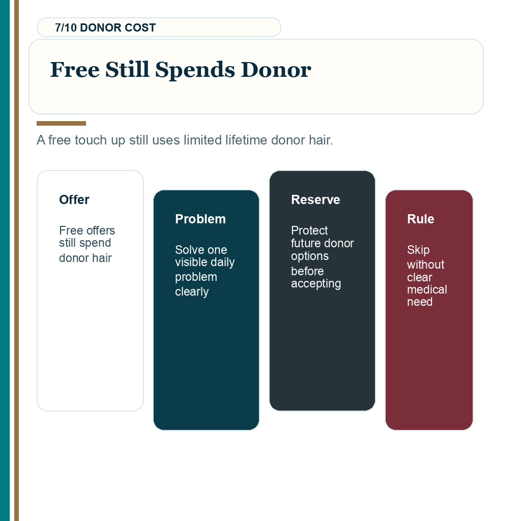 Hair transplant touch up grafts, free still spends donor.