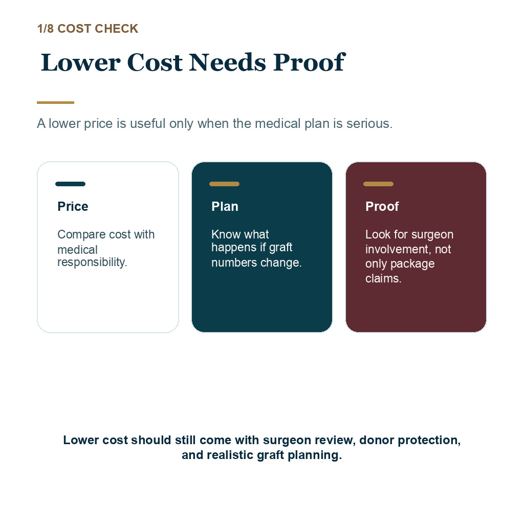 Hair transplant Turkey explaining lower cost needs proof.