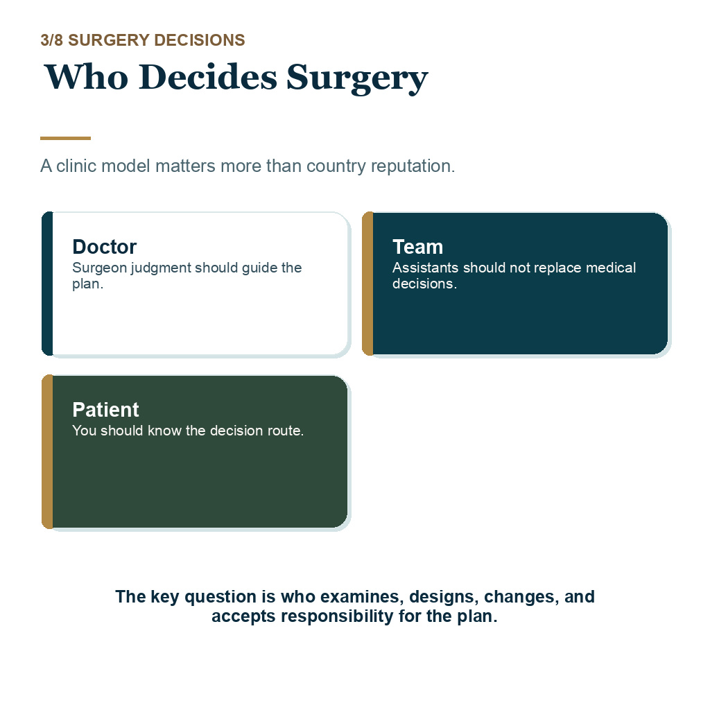 Hair transplant Turkey explaining who decides surgery.