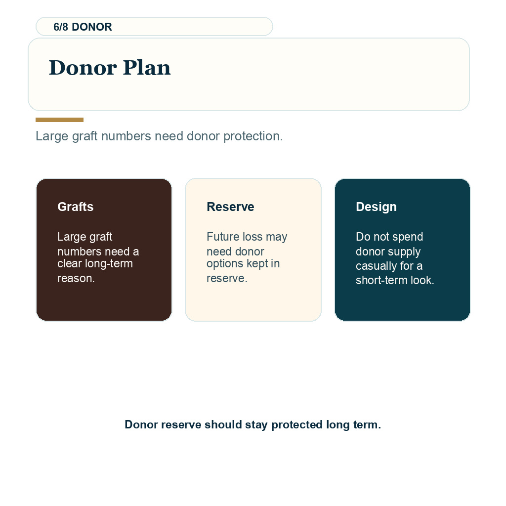 TRT hair transplant planning showing donor plan guidance.